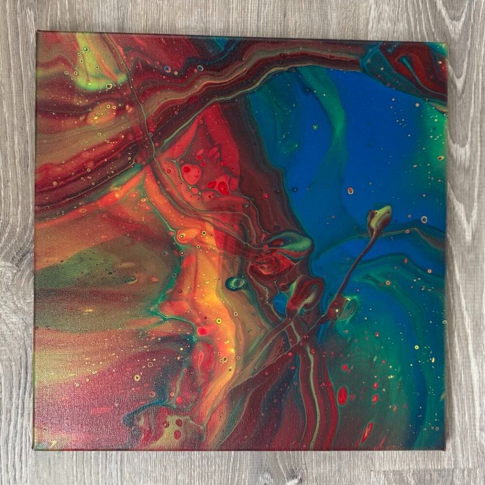 12 x 12 Original Painting on Canvas | Acrylic Pouring Art | Abstract Fluid Art